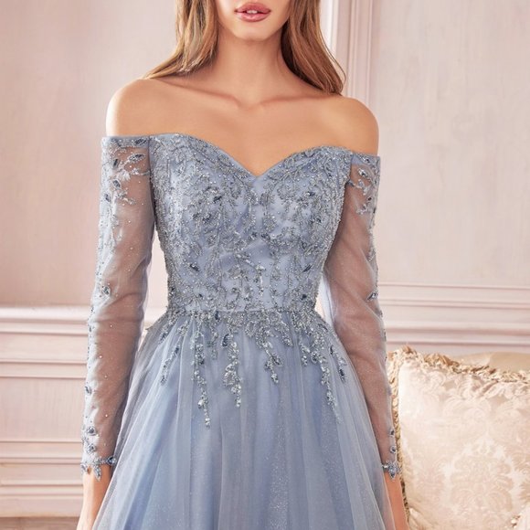 EVENING PARTY OFF SHOULDER A-line MOTHER OF BRIDE Tulle Gown DRESS LONG CNCD0172 - Picture 2 of 5